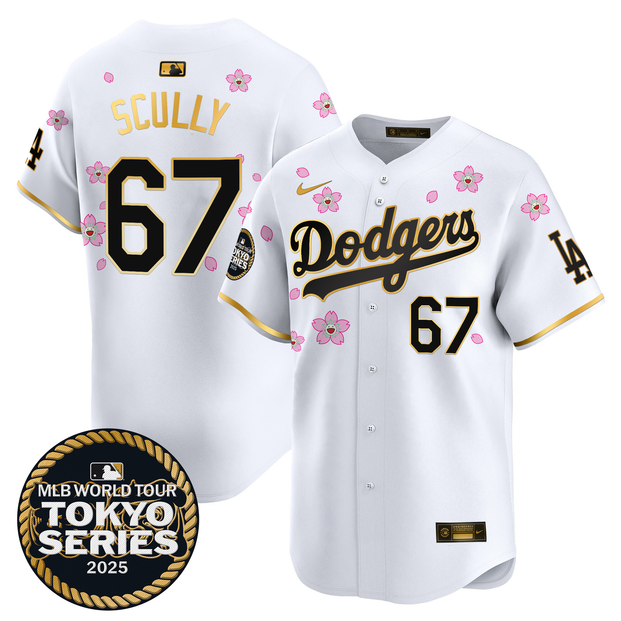 Men Los Angeles Dodgers #67 Scully Tokyo Series white Limited Stitched 2025 Jersey4